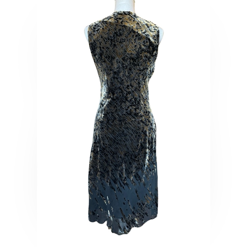 Vintage Lapis Dress. Black with Gold. Below The Knee Length. Medium - Picture 4 of 8